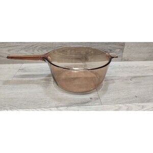 Vintage Vision Corning Amber Glass Saucepan Pot 2.5L Cookware USA No Lid